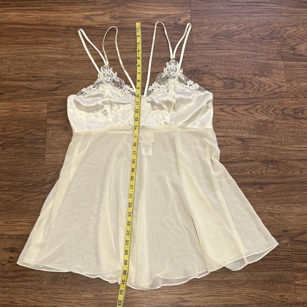 Vintage California Dynasty Elegant Ivory Cream Lace Chemise Applique Detail L - Picture 11 of 12